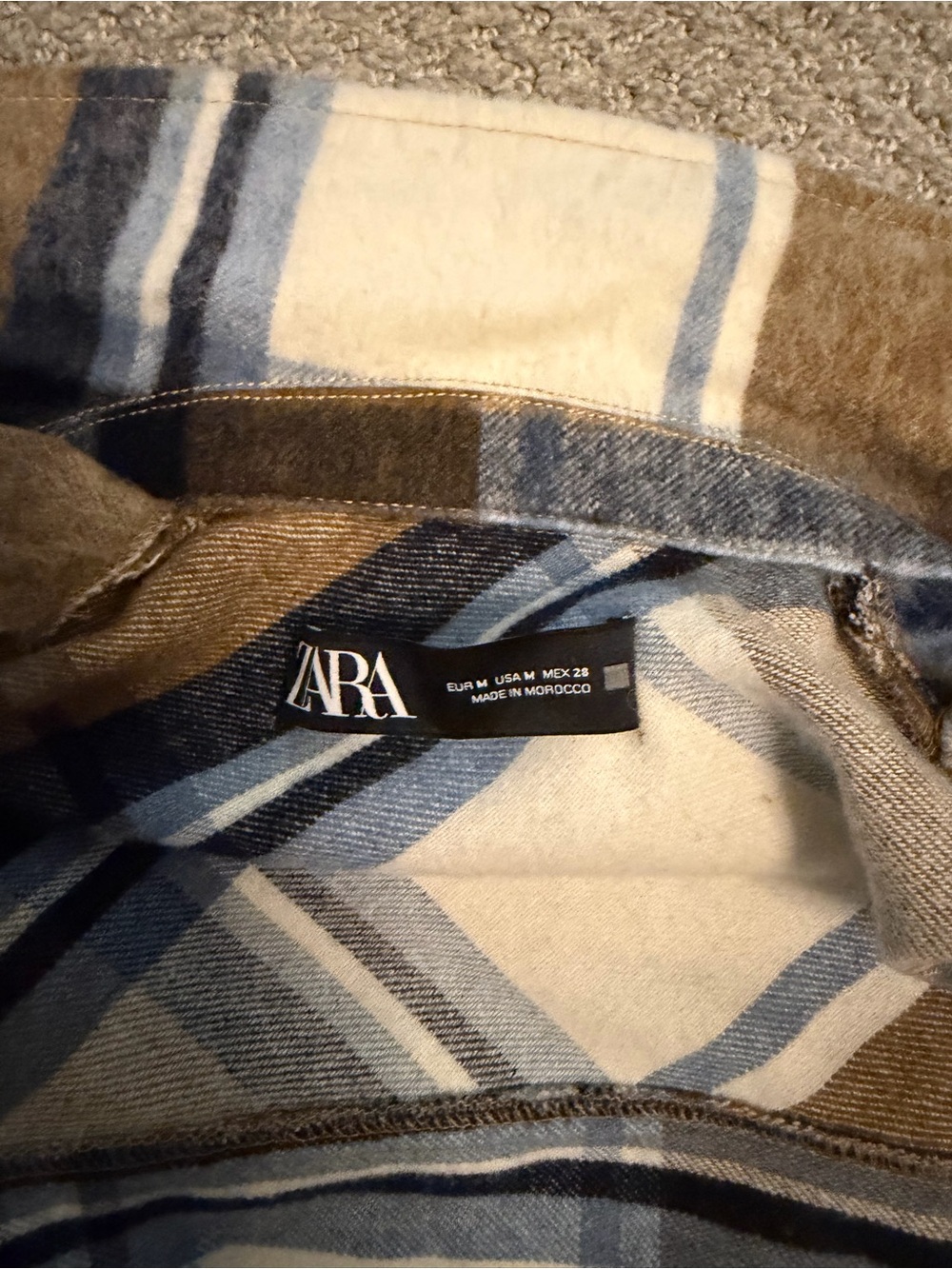 ZARA Blue, Brown and Cream Plaid jacket